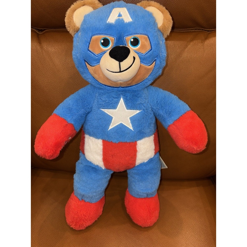 Marvel Captain America 18" Build A Bear BAB Plush Stuffed Animal Blue Red